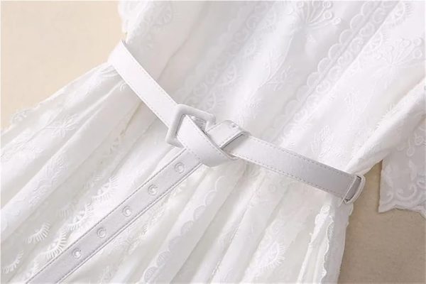 51ogtMOyyOL.jpg Women's White Vintage Casual Daily Wear Vacation Dresses Flower Embroidery Lace Princess Dress