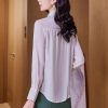 Ladies' Summer Chiffon Top Long-Sleeved for Work Travel Casual Breathable Blouse for Women