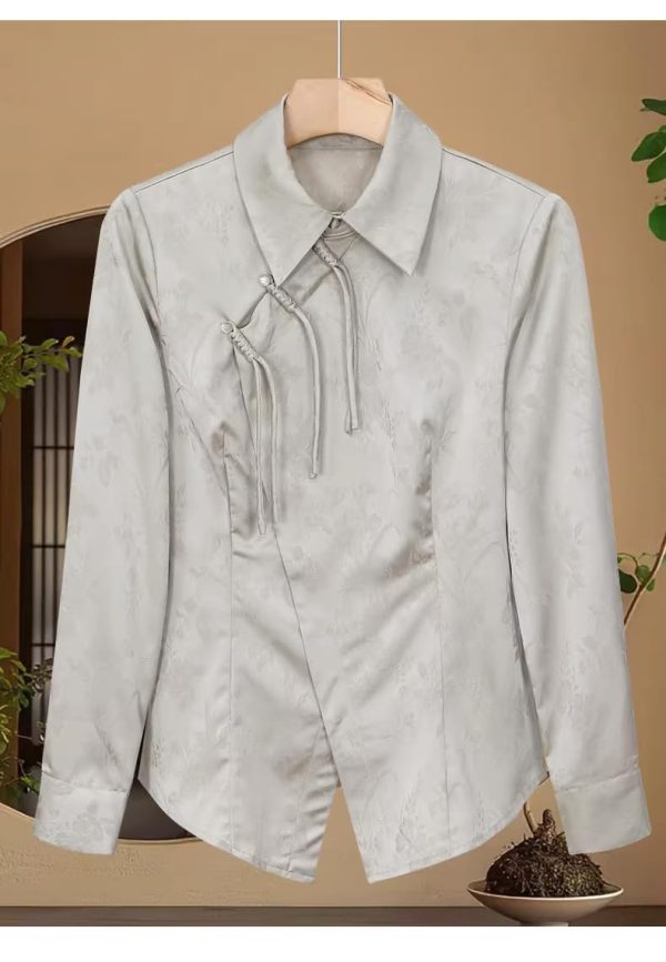 Ladies' Summer Long-Sleeved Chiffon Top for Class Reunions Business Trips Blouse for Women