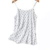 Women’s 100 Percent Mulberry Silk Crepe De Chine Dot Print Sexy Suspender Tank Top