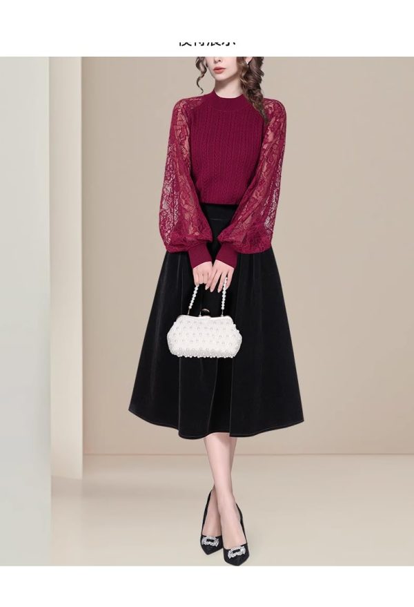Ladies' Summer Long-Sleeved Chiffon Shirt with Lace & Embroidery for Weddings Galas Blouse for Women