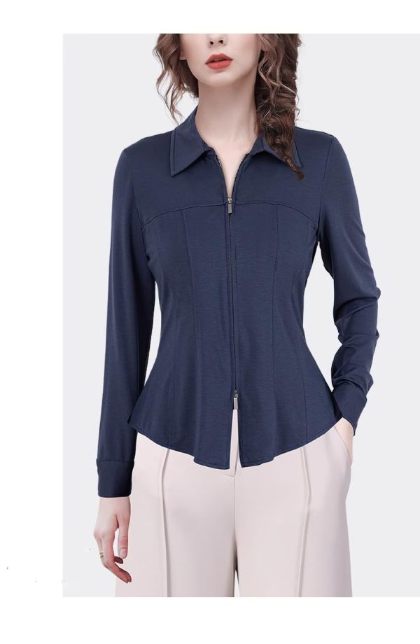 Ladies' Summer Long-Sleeved Chiffon Top Plaid Pattern for Parties Ski Lodges Blouse for Women