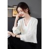 Ladies' Summer Chiffon Top Long-Sleeved for Business Trips Daily Flowing Blouse for Women