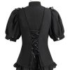 Victorian Blouse Womens Gothic Shirt Vintage Long Sleeve Lotus Ruffle Tops