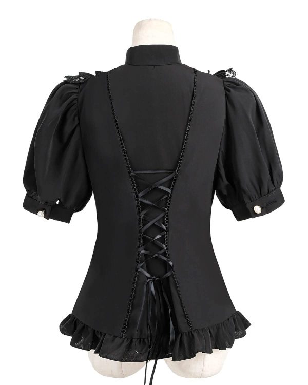 51wwcdnrdmL.jpg Victorian Blouse Womens Gothic Shirt Vintage Long Sleeve Lotus Ruffle Tops