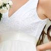 Women's Vintage V Neck Irregular Hem Lace A Line Chiffon Cocktail Dresses 00207
