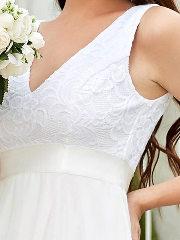 Women's Vintage V Neck Irregular Hem Lace A Line Chiffon Cocktail Dresses 00207