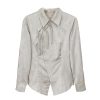 Ladies' Summer Long-Sleeved Chiffon Top for Class Reunions Business Trips Blouse for Women