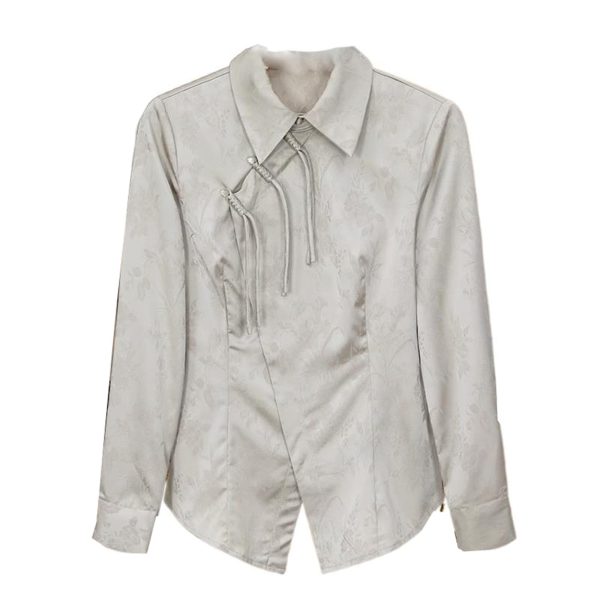 Ladies' Summer Long-Sleeved Chiffon Top for Class Reunions Business Trips Blouse for Women