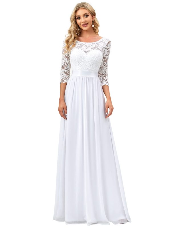 610chnMGGaL.jpg Women's Bridesmaid Dresses 3/4 Sleeve Empire Waist Maxi Mother of The Bride Dresses 07412