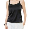 Women's Silk Camisole 93% Mulberry Silk 7% Spandex Padded Bralette Tube Top Tank Black White Gray