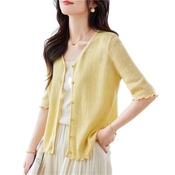 Women's Knitwear Ice Silk Cardigan Summer Thin Shawl Casual Top