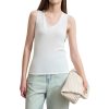 Women's Lazy Knit Vest - Solid U-Neck Sweater Top for Casual Spring Wear