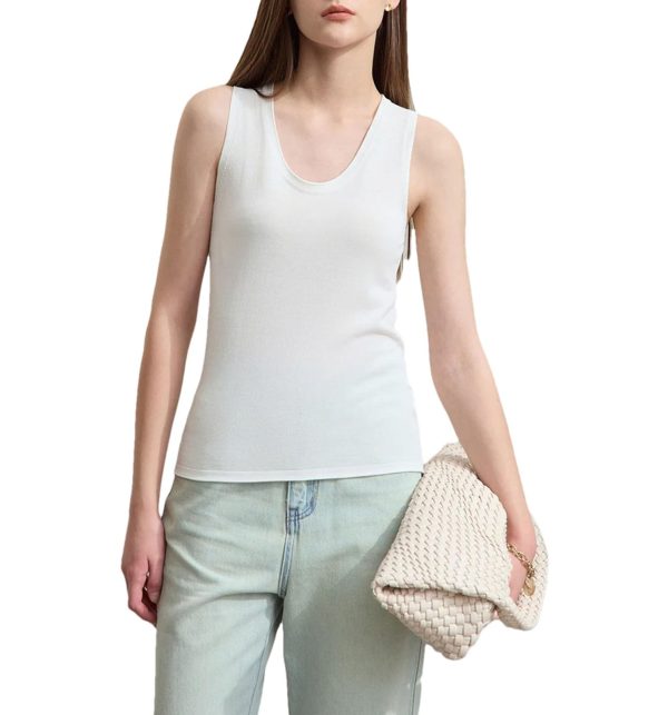 Women's Lazy Knit Vest - Solid U-Neck Sweater Top for Casual Spring Wear