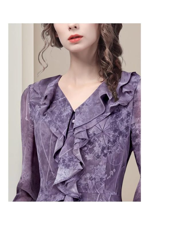 Ladies' Summer Lightweight Chiffon Top Long-Sleeved for Business Trips Soft Top Blouse for Women