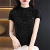 Lace Cashmere Short Sleeve Knit Pullover Thin Breathable Sweater Top