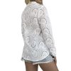 Women's Dressy Causal Tops Long Sleeve V Neck Eyelet Cute Button Down Shirts for Women