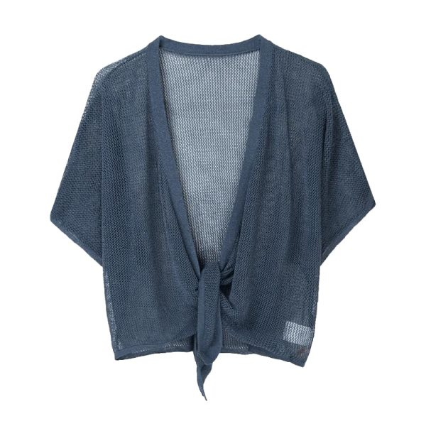 Women's Knitwear Summer Hollow Out Cardigan Short Sleeve Casual Top