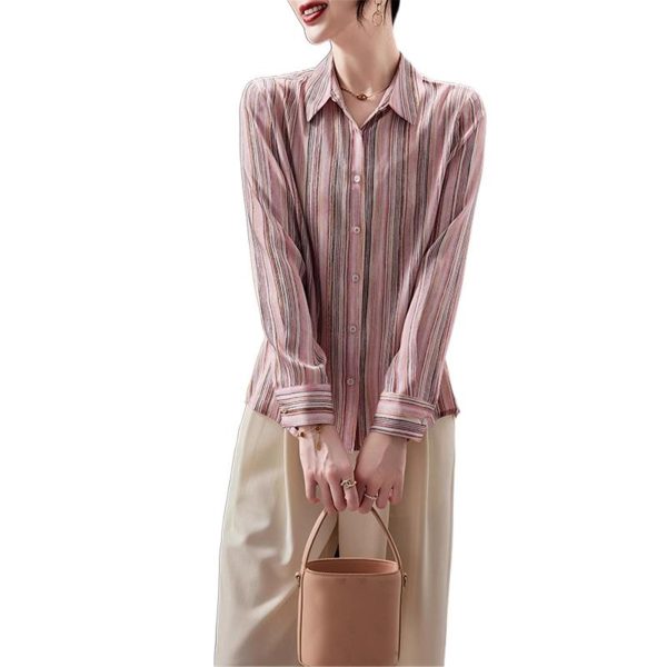 Ladies' Summer Chiffon Top Long-Sleeved Professional Casual Blouse for Women