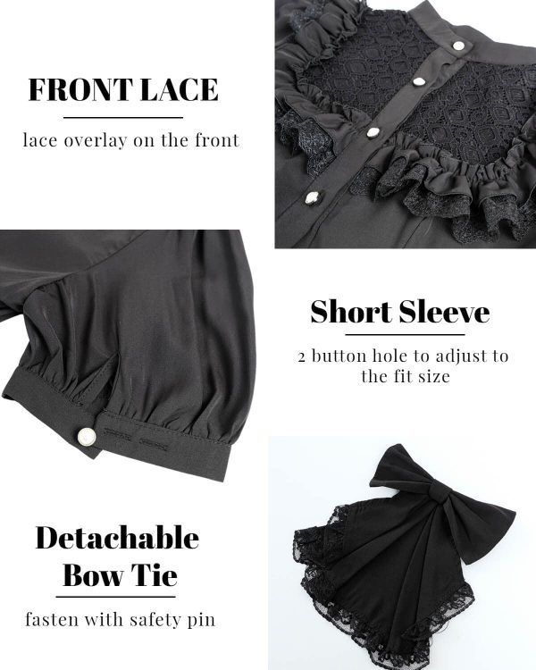612ueKkLhEL.jpg Victorian Blouse Womens Gothic Shirt Vintage Long Sleeve Lotus Ruffle Tops