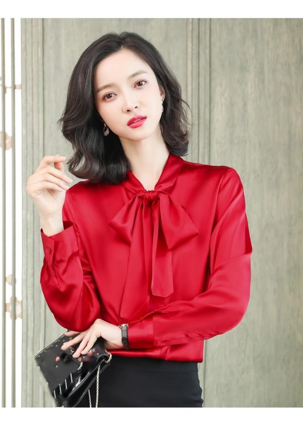 Ladies' Summer Chiffon Top Long-Sleeved for Office Wear Breathable Blouse for Women