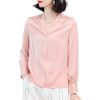 Ladies' Chiffon Top Summer Long-Sleeved Work Travel Cool Loose Blouse for Women