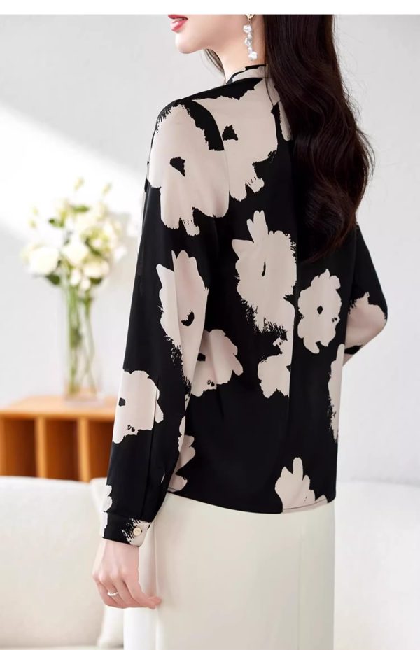 614EtXFgn7L.jpg Ladies' Summer Chiffon Top Long-Sleeved for Daily and Travel Loose Soft Printed Top Blouse for Women