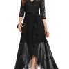 Women's V-Neck Dress for Women Wedding Guest Hi-Lo Floral Lace Prom Cocktail Party Formal Bridesmaid Dress