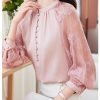 Ladies' Summer Casual Chiffon Top Long-Sleeved Office Travel Lightweight Blouse for Women