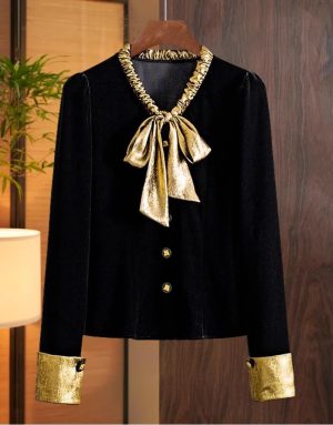 Ladies' Summer Chiffon Long-Sleeved Top for Club Gatherings Library Visits Study Sessions Blouse for Women
