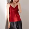 Women’s 90 Percent Mulberry Silk 10 Percent Spandex Camisole V-Neck Sleeveless Tank Top