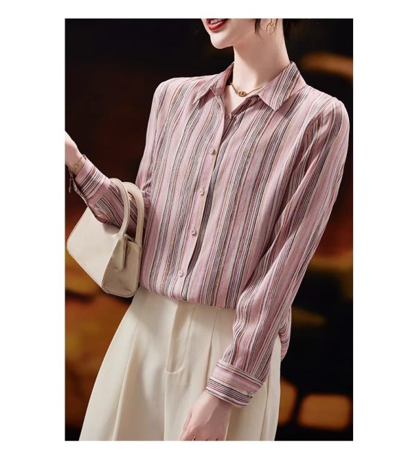 Ladies' Summer Chiffon Top Long-Sleeved Professional Casual Blouse for Women