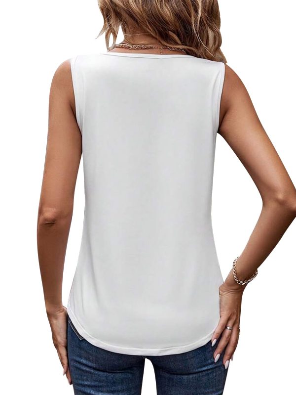 Womens Summer Tank Tops V Neck Sleeveless Loose Fit Summer Casual T-Shirts Blouses