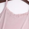 Women’s 100 Percent Mulberry Silk Knit Lace Camisole Vest Sleepwear with Straps