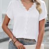 Blouses for Women Dressy Casual Petal Short Sleeve Business Work Tops Ladies Lace V Neck Summer Trendy Shirts