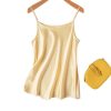 Women’s 100 Percent Mulberry Silk Satin Diagonal Cut Solid Color Sexy Inner Strap Tank Top