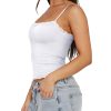 Women's Sexy Square Neck Lace Cami Tank Tops Fitted Double Lined Sleeveless Crop Spaghetti Strap Summer Y2k Tops