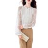Ladies' Summer Casual Chiffon Top Long-Sleeved Office Travel Lightweight Blouse for Women
