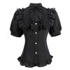 Victorian Blouse Womens Gothic Shirt Vintage Long Sleeve Lotus Ruffle Tops
