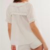 Women Lace Trim Cardigan Shirt Short Sleeve Button Down Ruffle Hem Blouse Summer Boho Tops Y2K Going Out Tops