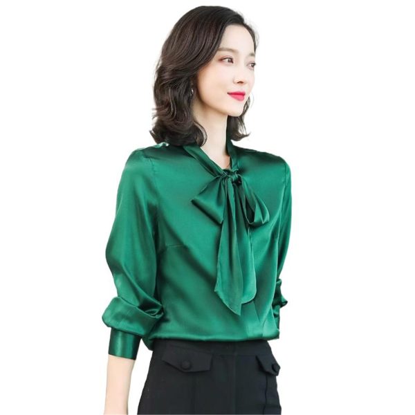 Ladies' Summer Chiffon Top Long-Sleeved for Office Wear Breathable Blouse for Women