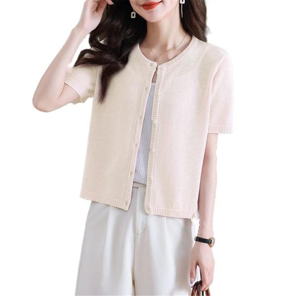 Women's Knitwear Short Sleeve Cardigan Summer Shawl Commuting Casual Top