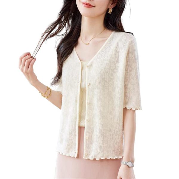 Women's Knitwear Ice Silk Cardigan Summer Thin Shawl Casual Top