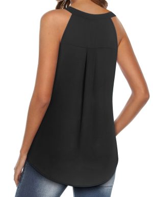 Womens Trendy Dressy Casual Sexy Tank Tops Sleeveless Chiffon Blouses
