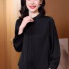 Ladies' Summer Lightweight Chiffon Shirt Long-Sleeved Business Casual Blouse for Women