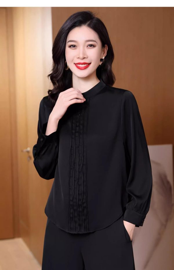 61LKFSyGtgL.jpg Ladies' Summer Lightweight Chiffon Shirt Long-Sleeved Business Casual Blouse for Women