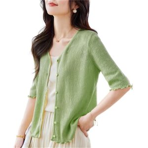 Women's Knitwear Ice Silk Cardigan Summer Thin Shawl Casual Top