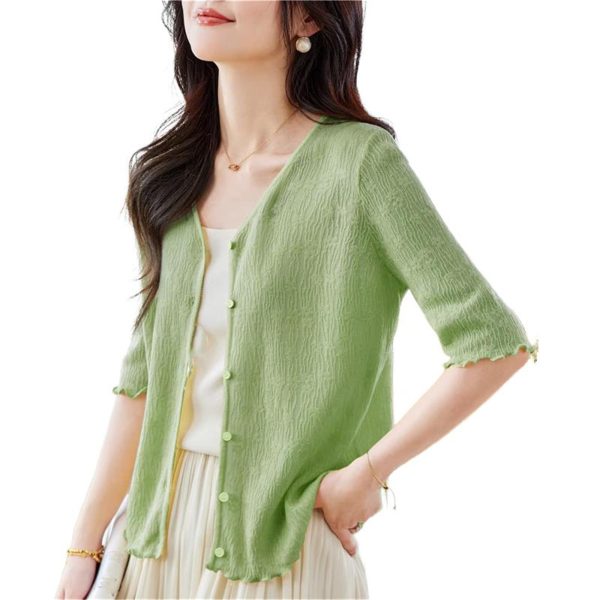 Women's Knitwear Ice Silk Cardigan Summer Thin Shawl Casual Top