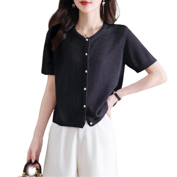 Women's Knitwear Short Sleeve Cardigan Summer Shawl Commuting Casual Top