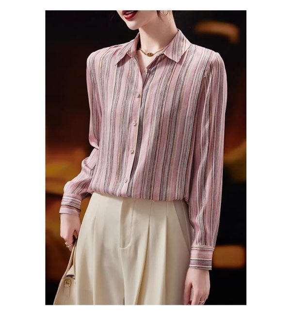 Ladies' Summer Chiffon Top Long-Sleeved Professional Casual Blouse for Women